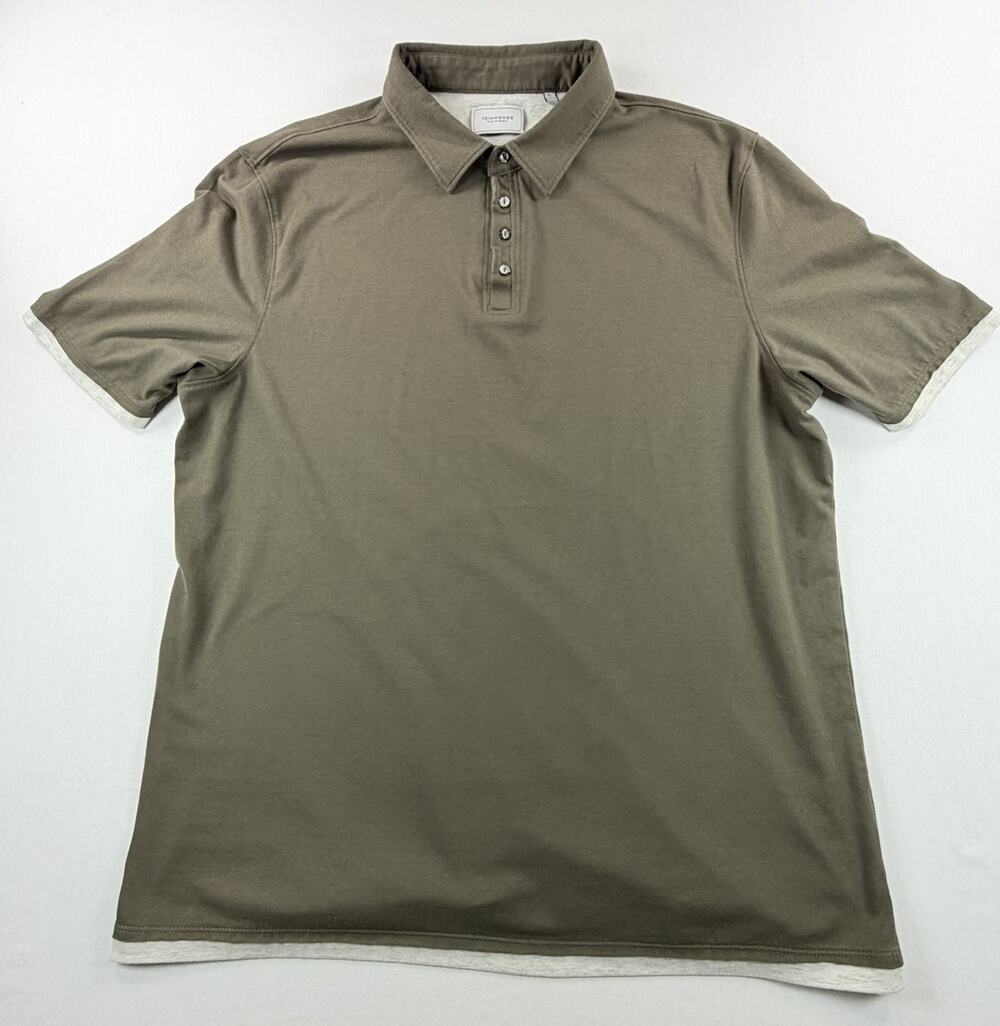 7 Diamonds Men's Faux-Layered Short Sleeve Polo Shirt Khaki Brown Size XL